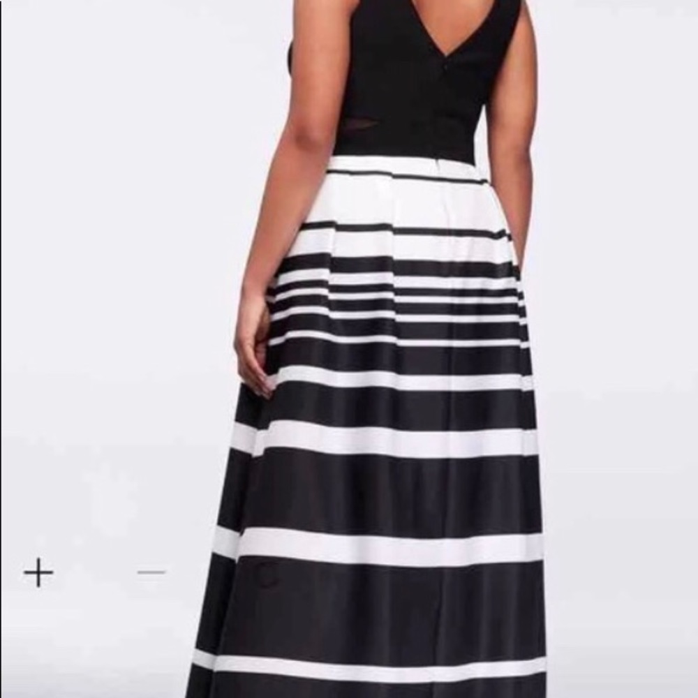 David’s Bridal black and white striped dress - Picture 4 of 6